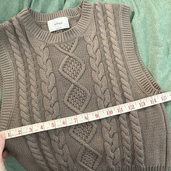 Aritzia Wilfred Cable Knit Sweater Vest Womens S Greige Prep Academia Neutral - Picture 6 of 7
